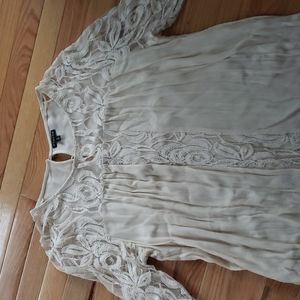 Cream colored lace and rayon dressy blouse